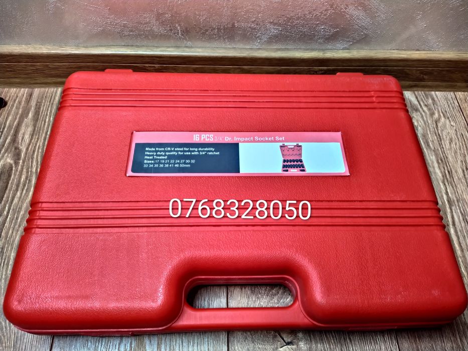 Set tubulare impact 3/4″ – 16 piese + cutie robustă