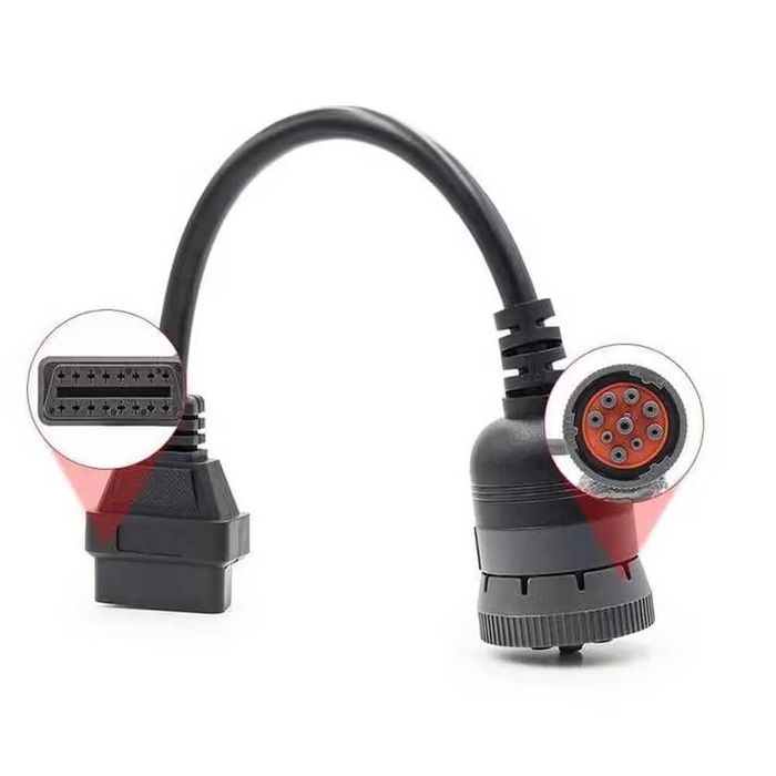 J1939 9-Pin към OBD2 Адаптер – Диагностичен Кабел за Камиони Cummins