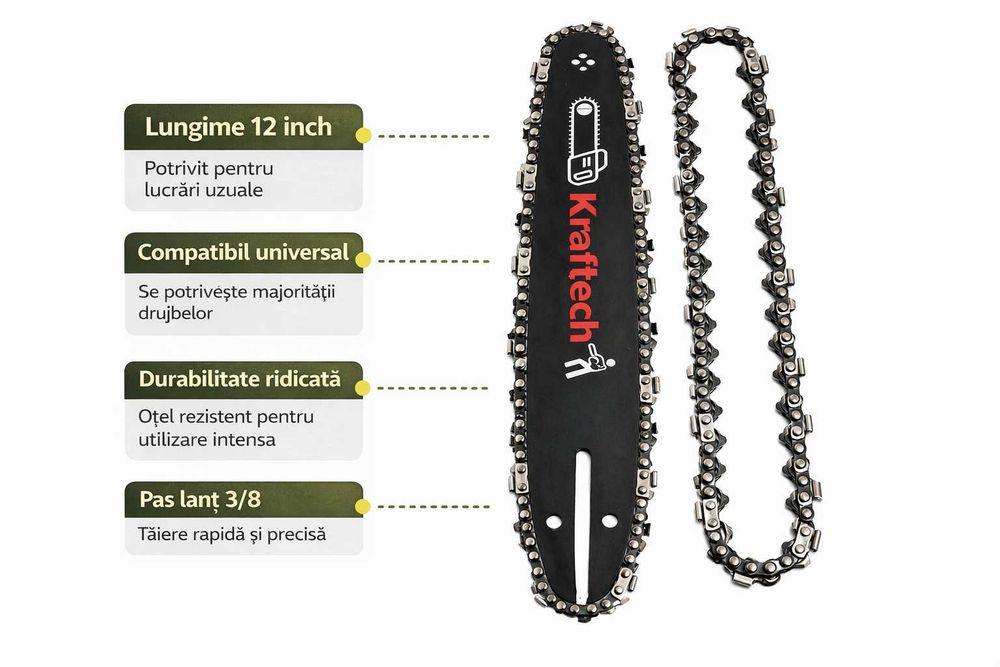 Lama si lant drujba Kraftech 12 inch pas 3/8 universal
