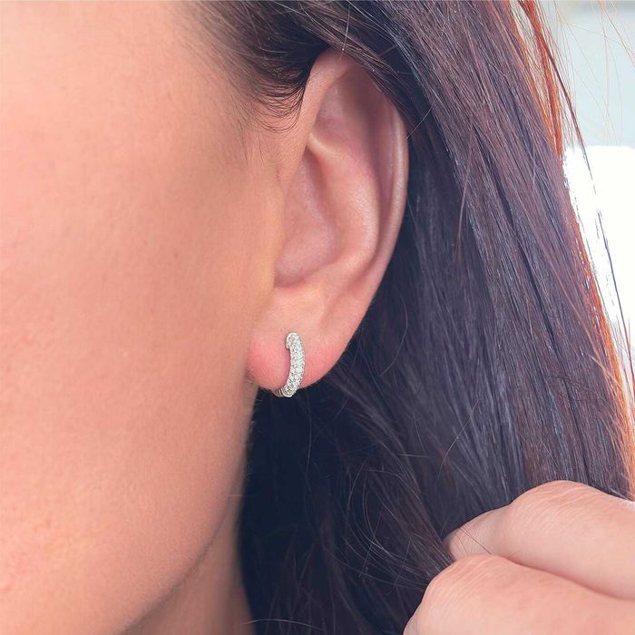 Дамски Сребърни Обеци Халки с Вградени Кубични Цирконий