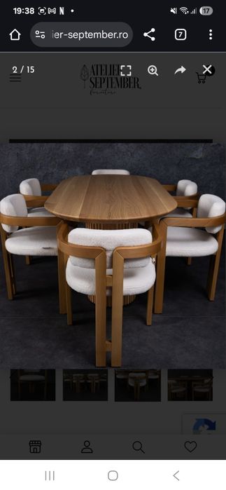 Set masa lemn masiv cu 6 scaune Atelier September