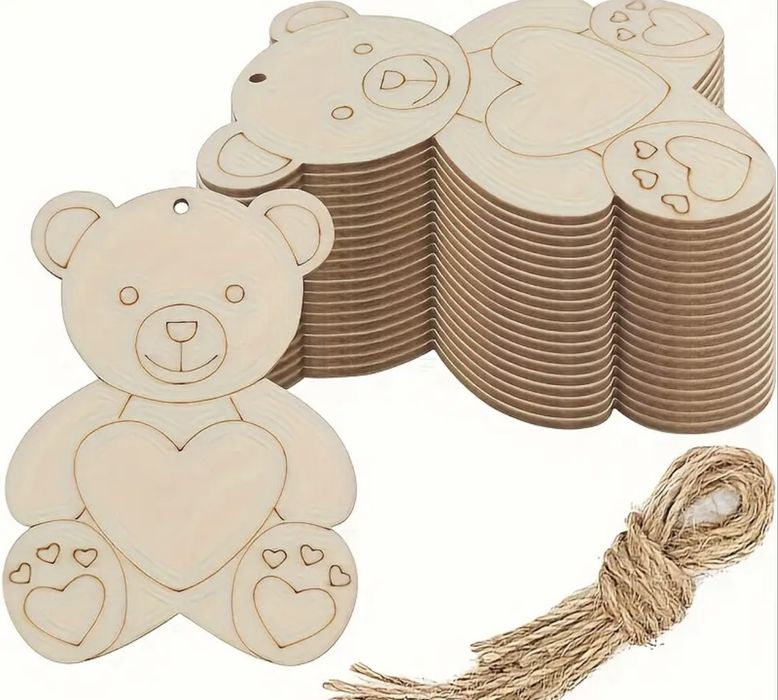 Дървени мечета 40бр подарък за  погача, рожден ден