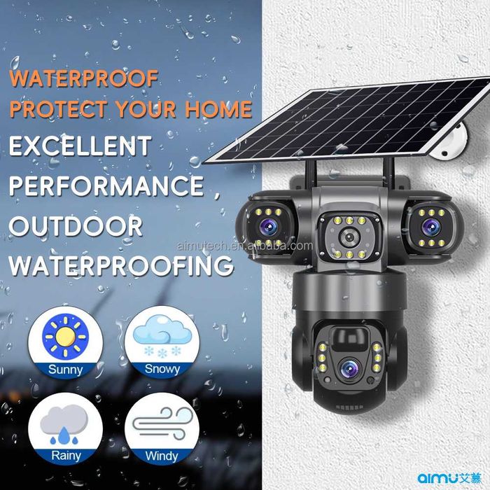 4G  Соларна   Камера с 3 Обектива, 12MP Нощно Виждане