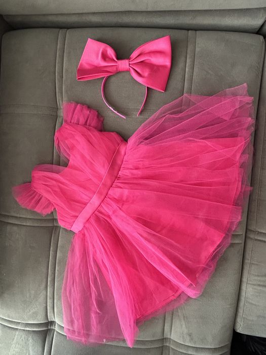 Розовое платье для девочки 74-80 размер