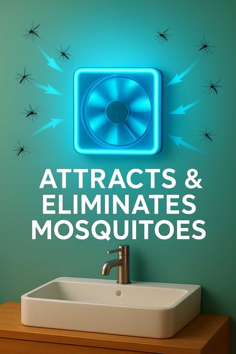 Вентилатор за баня "КомароТрепач" светещ син LED ф100 влагоуст ММоторс