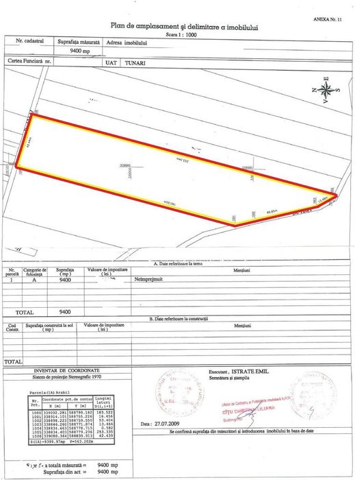 9400 mp | Ideal pentru investitie | Tunari | Deschidere la padure