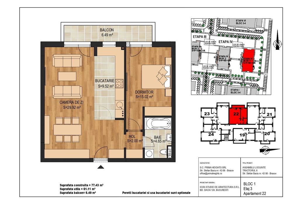 Apartament 2 camere nou in Tractorul