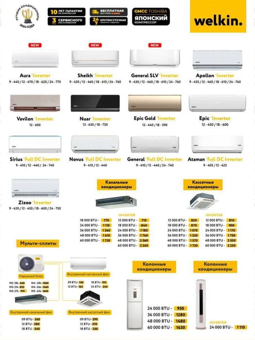 Продаём сплит системы кондиционеры midea новые инвертор и лов вольтаж