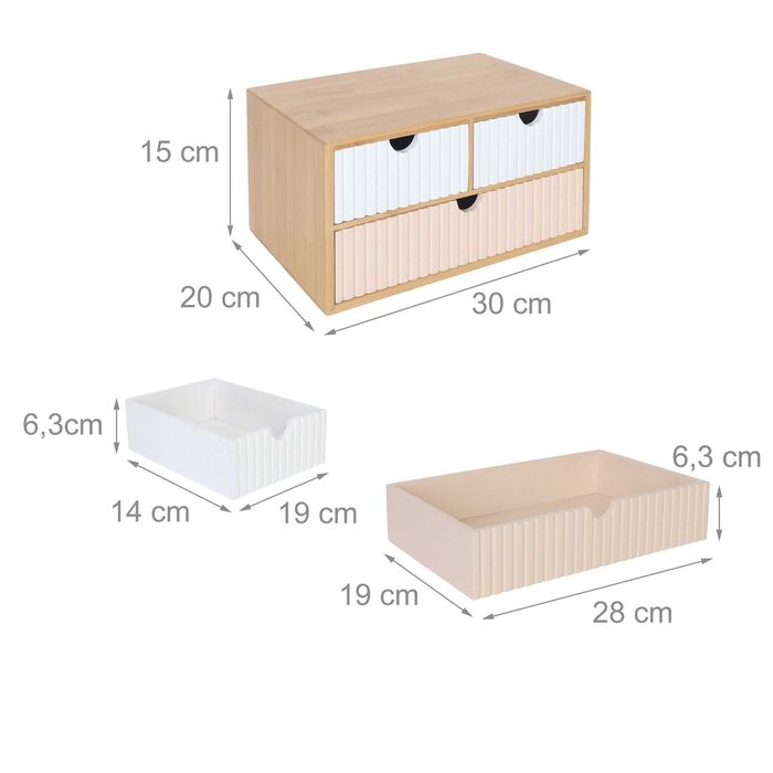 Органайзер за бюро с ребристи чекмеджета бамбук Relaxdays