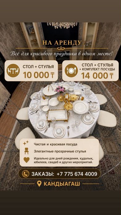 Аренда столов с посудой