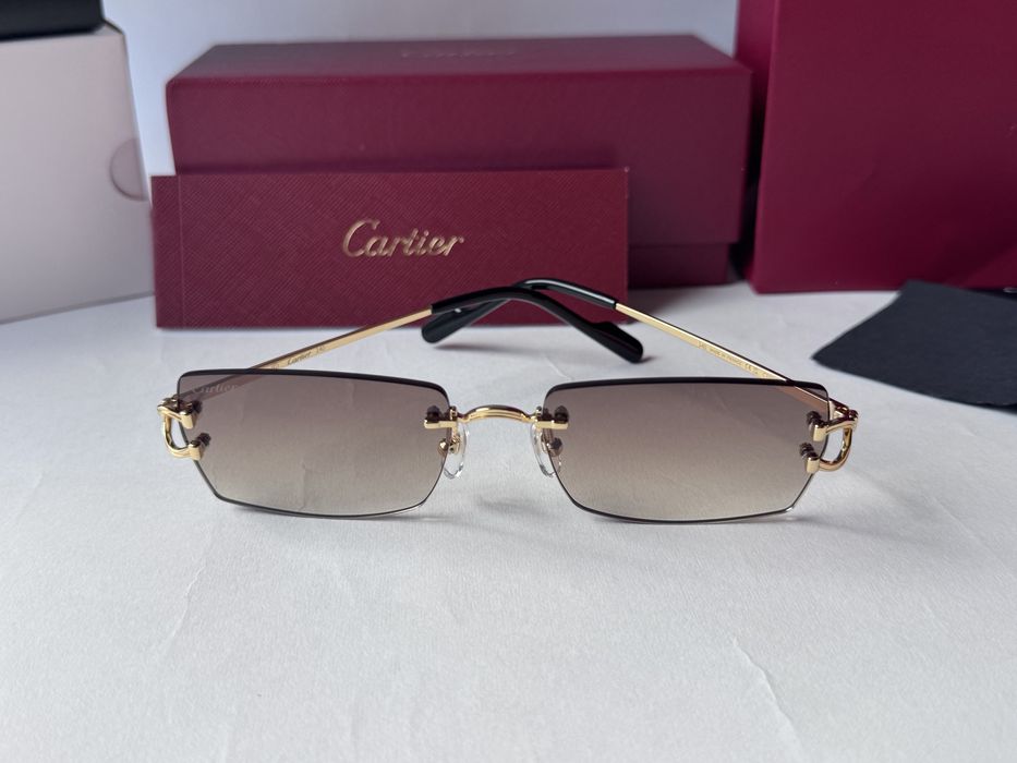 Ochelari de soare Cartier Rectangle-Rimless CT0550S 56-18 140, Noi