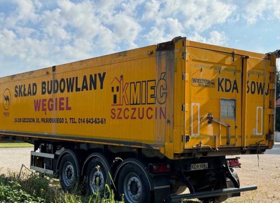 Semiremorcă basculantă din aluminiu WIELTON 42m³, 2009, stare PERFECTĂ, fără rugină, axă liftantă cu disc SAF.