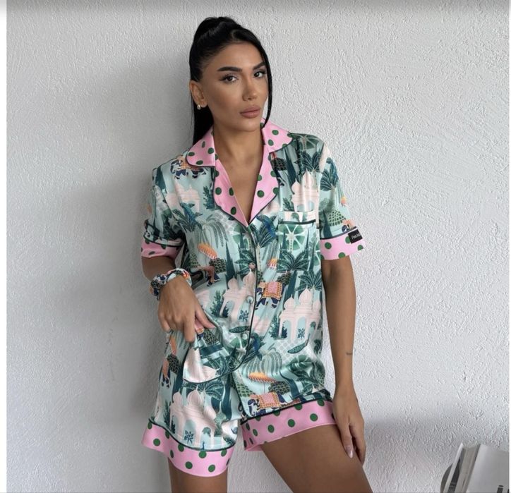 Дамска сатенена пижама Pink Angel размер М