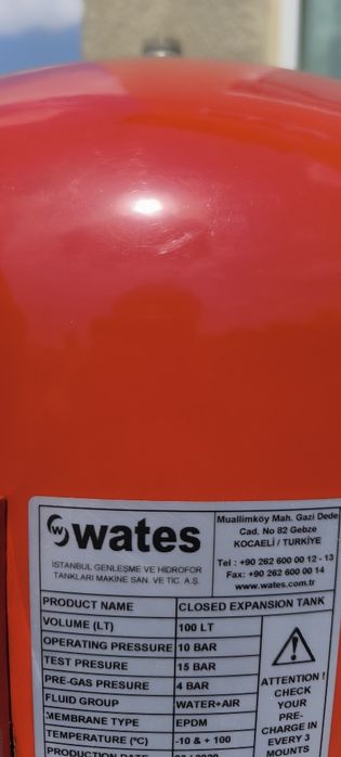 Разширителен съд 100 л. WATES нов