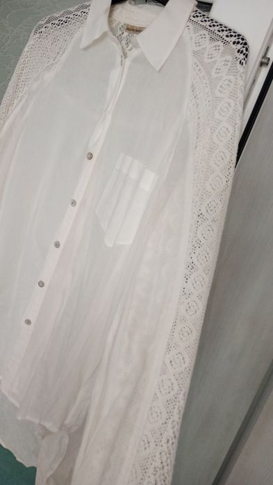 Cămașa damă, pânză topita, crem, măsură M