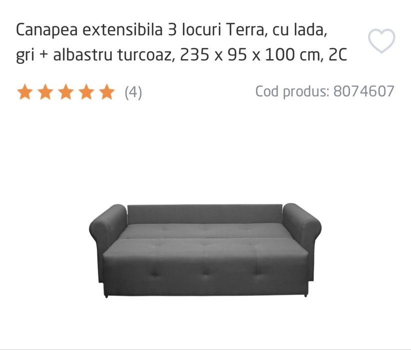 Vand canapea extensibila , cu spatiu de depozitare