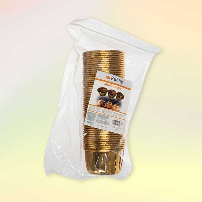 Хартиени форми за мъфини – златни, комплект 50 броя
