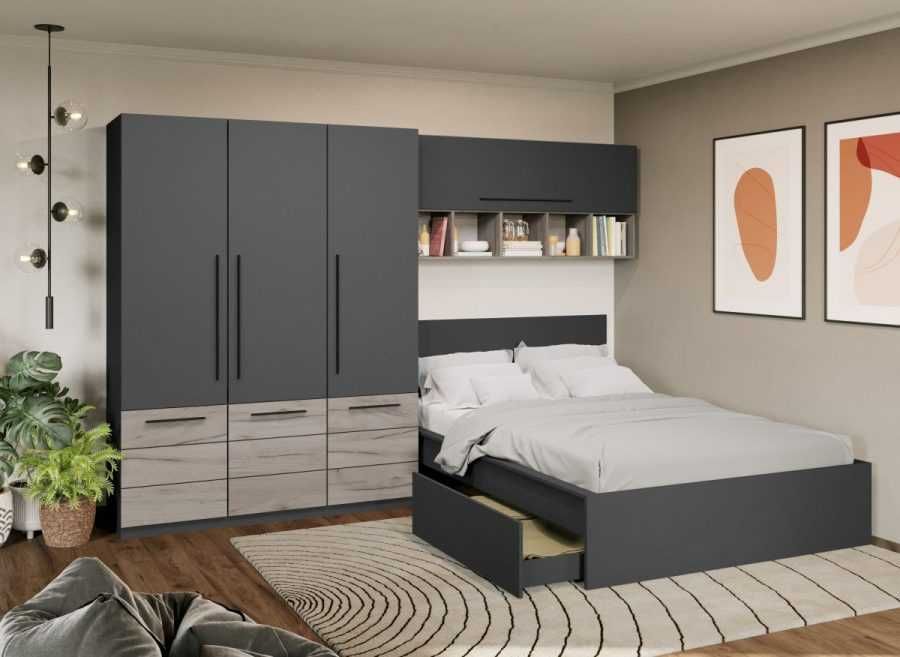 Set Dormitor Noce 3.05m cu pat incadrat - Transport Gratuit