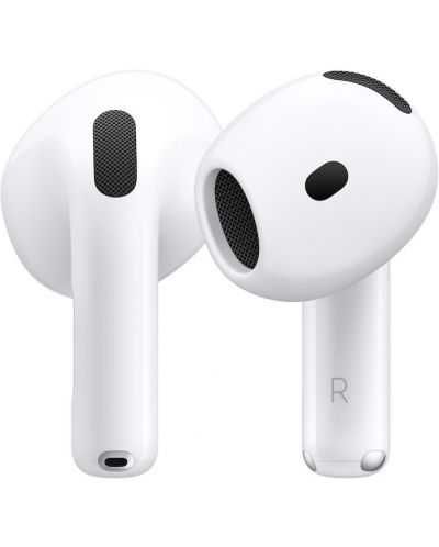 Безжични слушалки Apple - AirPods 4, TWS, бели + AirPods 4 Ear Hooks (силиконови приставки)