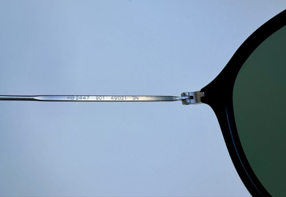 Ray Ban RB2447 Round Fleck Black G15 зелен Made in Italy Оригинал