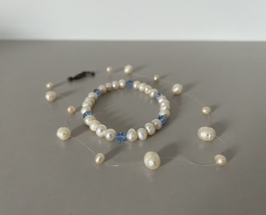 Yuno перли - колие и гривна с бели перли