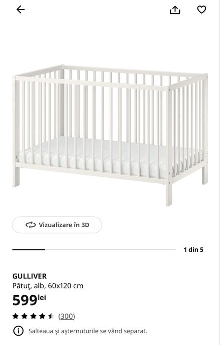 Patut IKEA Gulliver si saltea IKEA Skonast 120x60