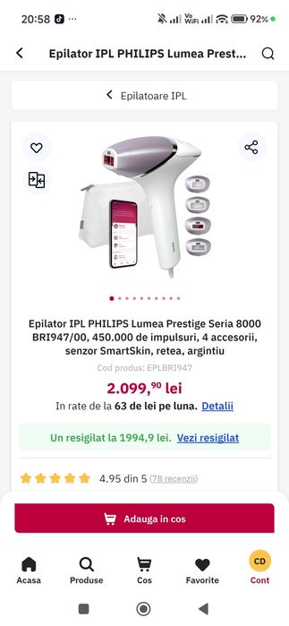 Epilator IPL Philips Lumea Prestige Seria 8000