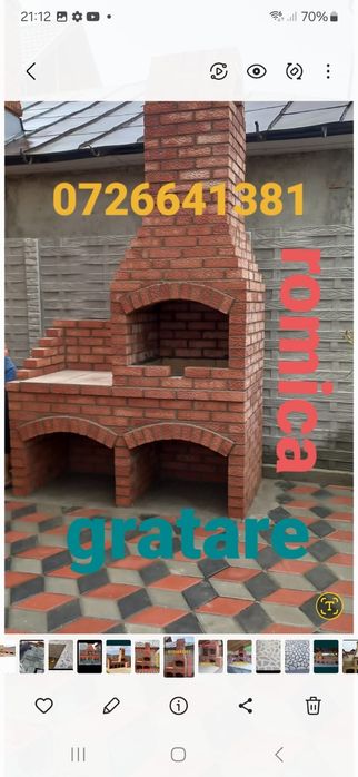 Gratar rustic de cărămidă plita țărănească cuptor de pâine afumături m