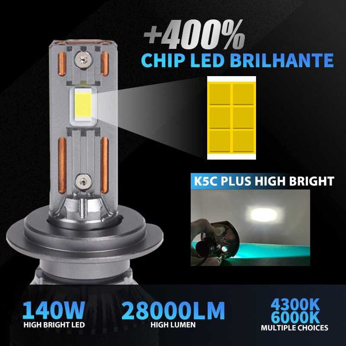 H7 set bec led K5C PLUS 6000K canbus 5570 CSP