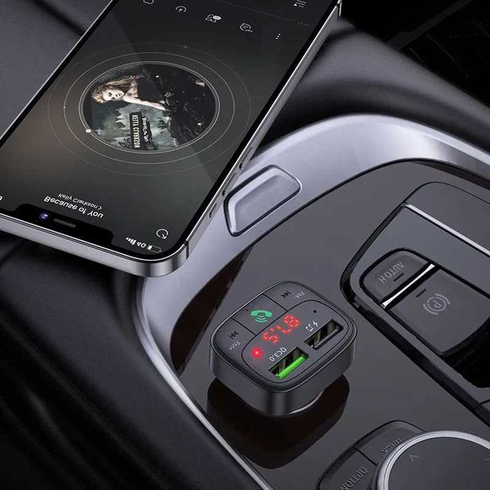 Модулятор FM трансмиттер bluetooth + быстрая зарядка HOCO (4в1)