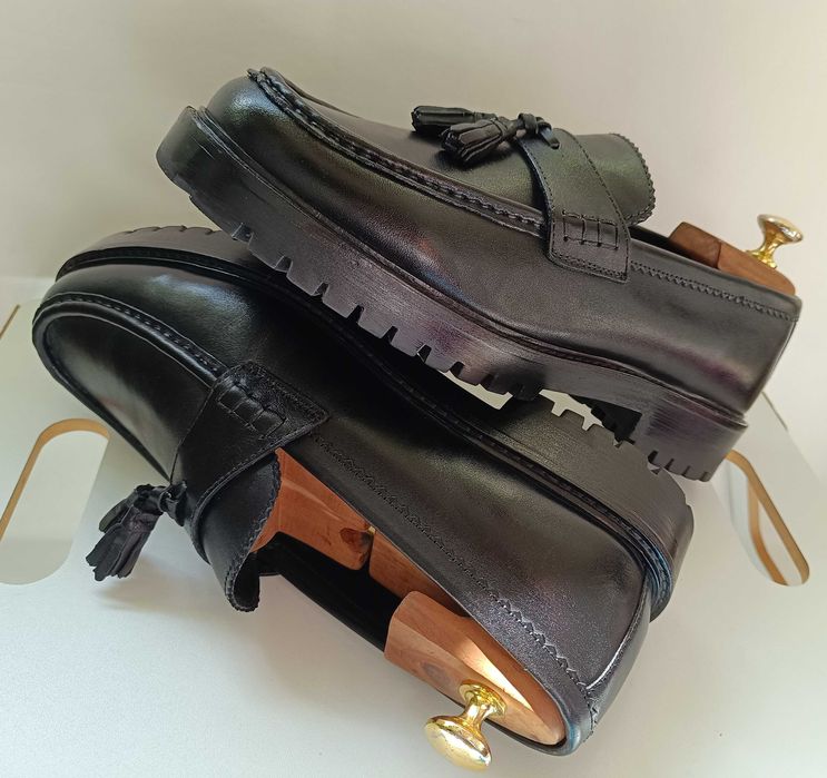 Pantofi loafer 42 42.5 premium tassel Walk London NOI piele natuala