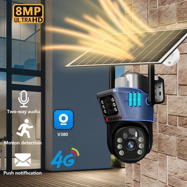 Қуёш панел ва батарейкали, сим картали, 2 линзали камера