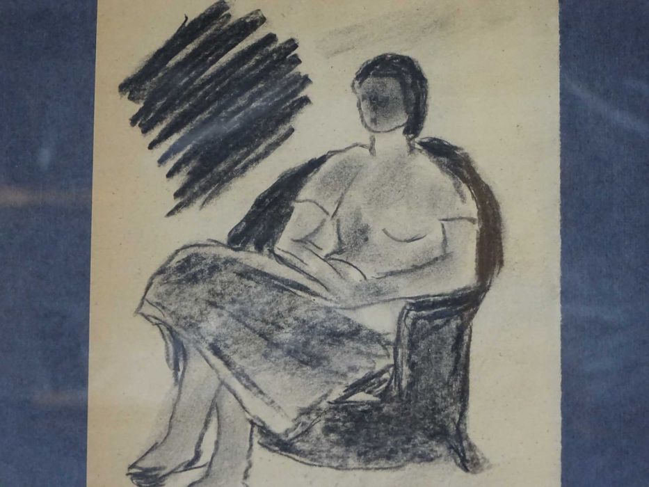 Corneliu Baba, ’Model pe fotoliu’, carbune pe hartie