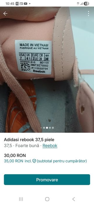 Adidasi piele 37,5