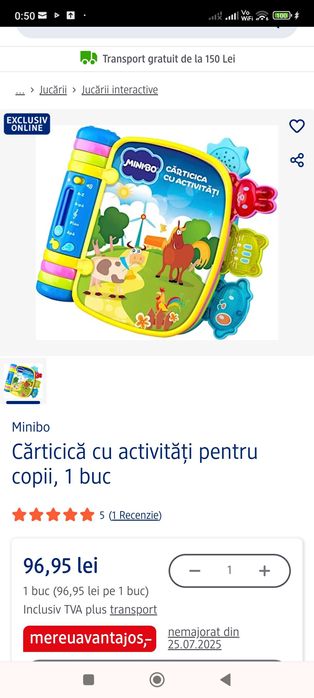 Jucarie bebelusi Noriel Bebe - Carticica cu activitati