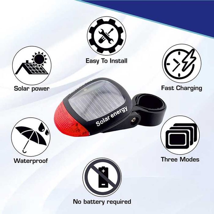 Задна LED стоп светлина за велосипед колело, Соларно захранване
