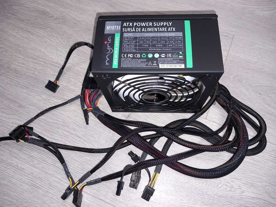Sursa Gaming Myria MY8735, 650W, 2 x 6+2 Pini ptr alim Pci-e