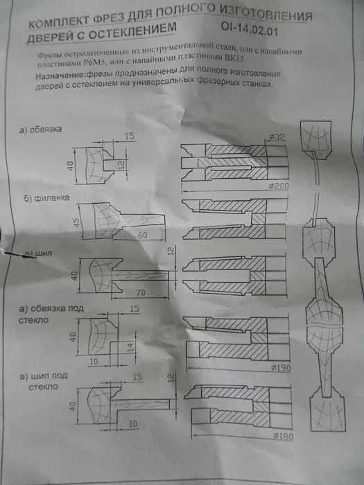 Freza set 5 freze usi interior lemn 200mm cod FTUPC5