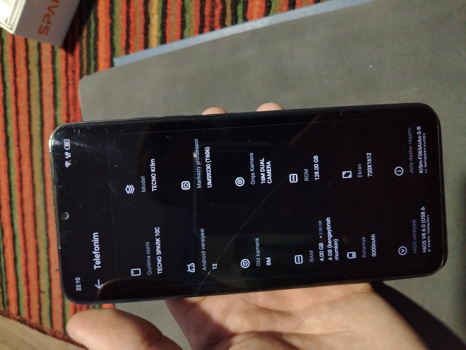 Tecno Spark 10C 8/128GB Blue Igravoy Holati Yaxshi 90gz ekran Yaxshi