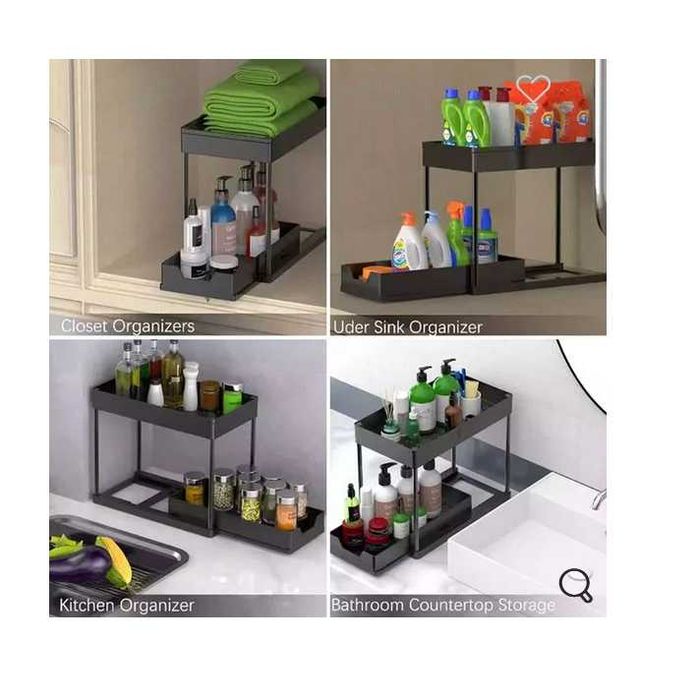 Метална етажерка Mercado Trade, За домашна употреба, 2 нива, Черен