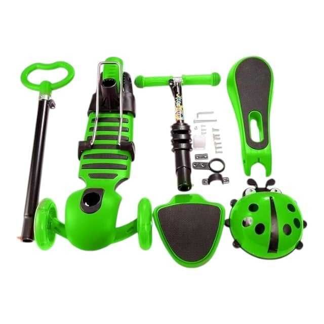 Trotineta 5 in 1 Buburuza, cu spatar, scaun si maner reglabil