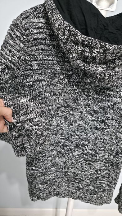 Cardigan tricotat barbati cu gluga, 100% bumbac, Much More, gri, M