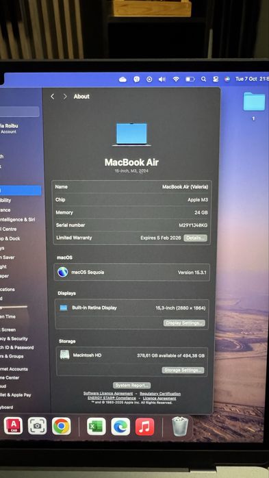 MacBook Air 15 inch M2 24GB ram/ 512GB SSD