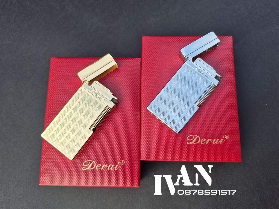 Луксозна газова метална запалка Deruy (два цвята-златиста и  сребриста