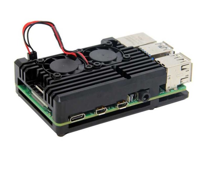 Carcasă aluminiu cu radiator / cooler (racire activă) pentru Raspberry Pi4