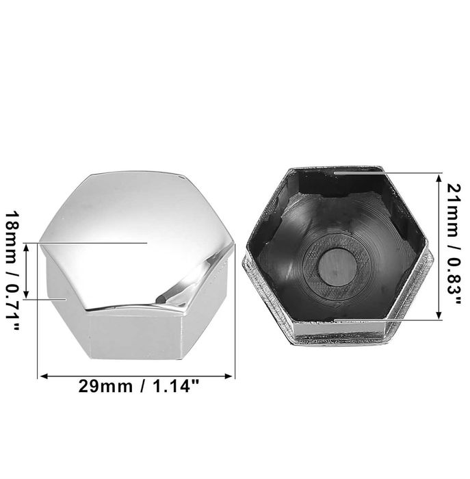 Капачки за болтове на джанти 21мм - НИКЕЛ 20бр.