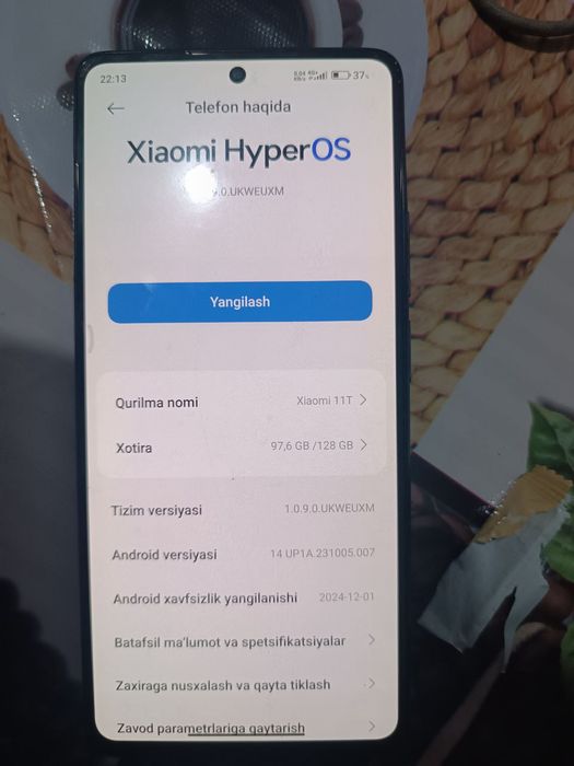Xiaomi mi 11t sotiladi 850min kelishamz