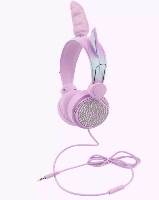 Детски Музикални Слушалки Дизайн с Камъчета и Еднорог