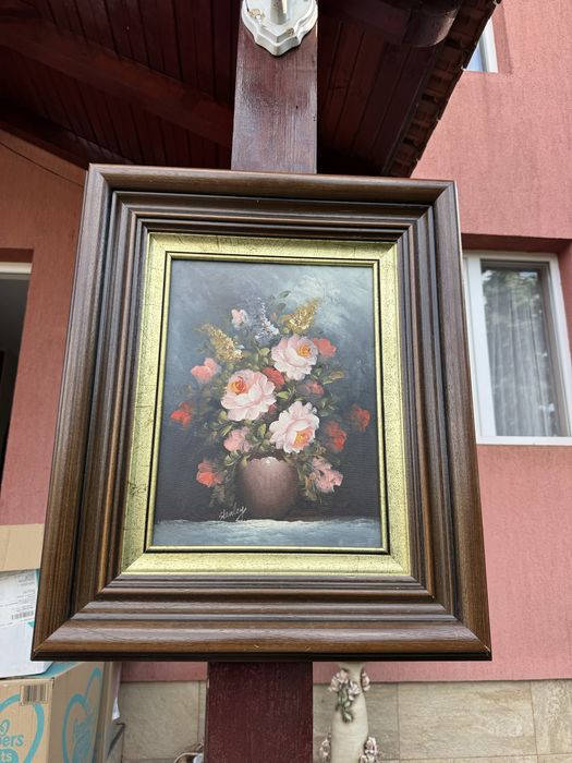 Pictura in ulei pe panza cu rama din lemn, semnata