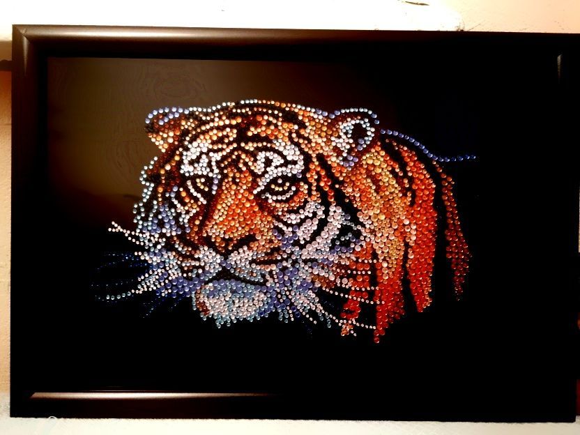 Картины стразами по стеклу ТИГРЫ